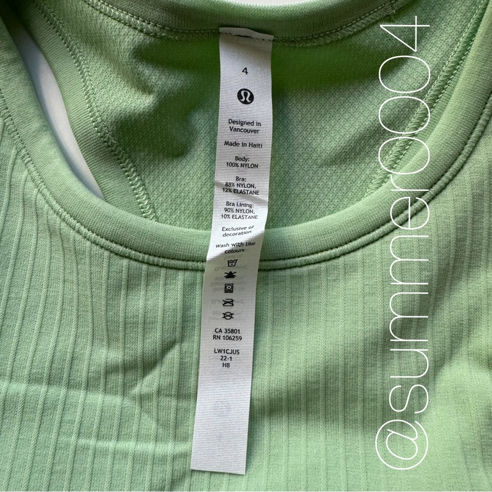 *SOLD* NWT Lululemon Ebb to Street Crop Racerback Tank Top Creamy Mint 4 - Picture 5 of 7